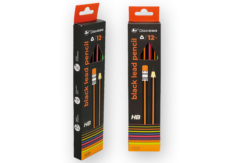 HB六色荧光抽条皮头铅笔